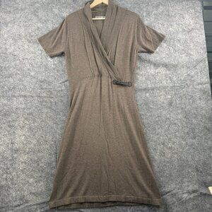 Preen Sweater Dress Womens M Beige Brown Faux Wrap Buckle‎ Wool Cashmere Blend
